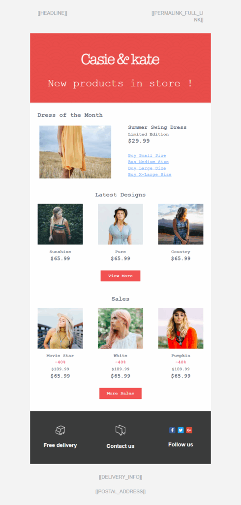 Small business e-commerce store holiday email template