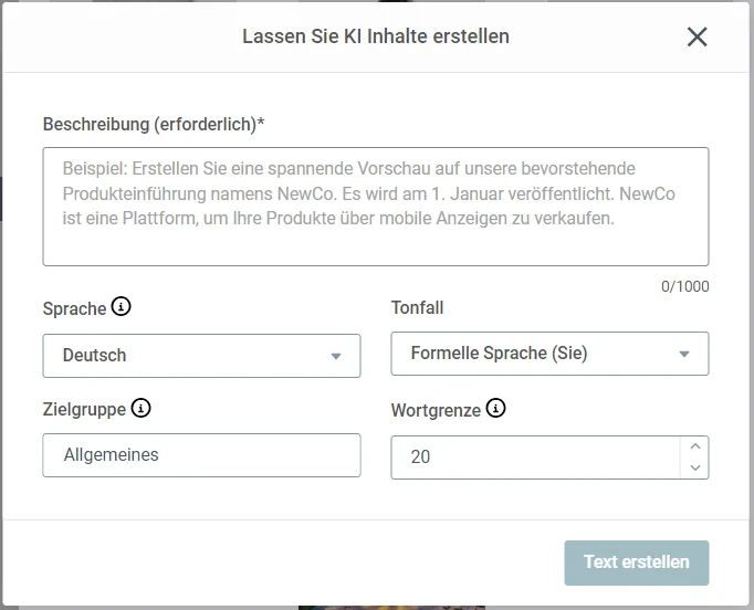 Wie Sie Ihre Vorgaben im KI-Textgenerator von Mailjet machen können
