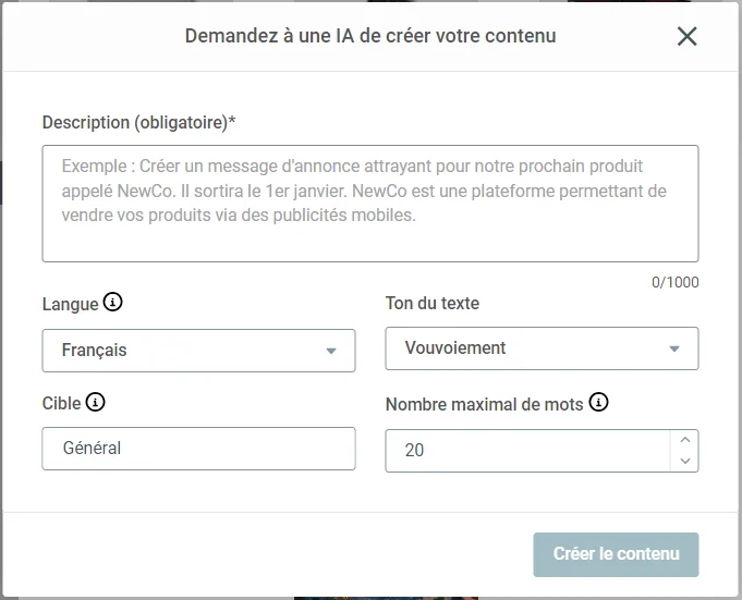 Comment utiliser l’invite du générateur de texte par IA de Mailjet