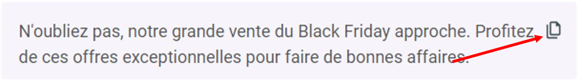 Comment copier les résultats du générateur de texte par IA de Mailjet dans votre presse-papiers