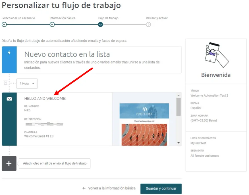Captura de pantalla de las opciones para personalizar flujos de trabajo.