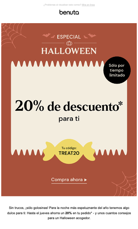 Email de Halloween de Benuta