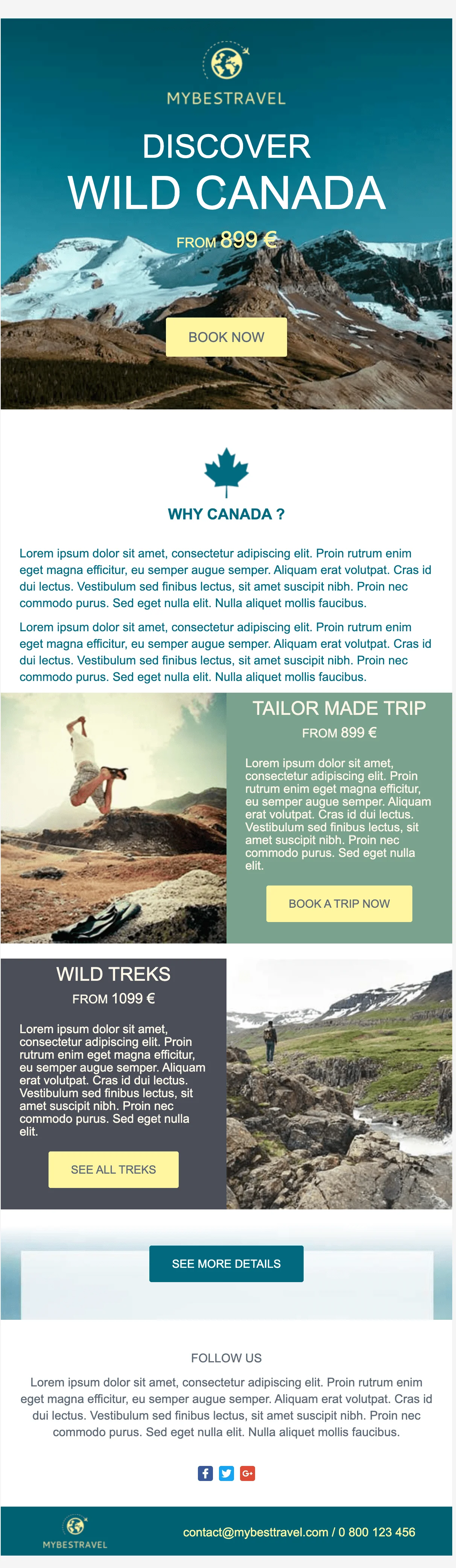 Captura de pantalla de nuestra plantilla para newsletters MYBESTRAVEL
