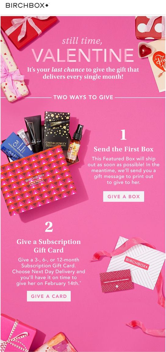 Un email de Saint-Valentin de dernière minute envoyé par Birchbox
