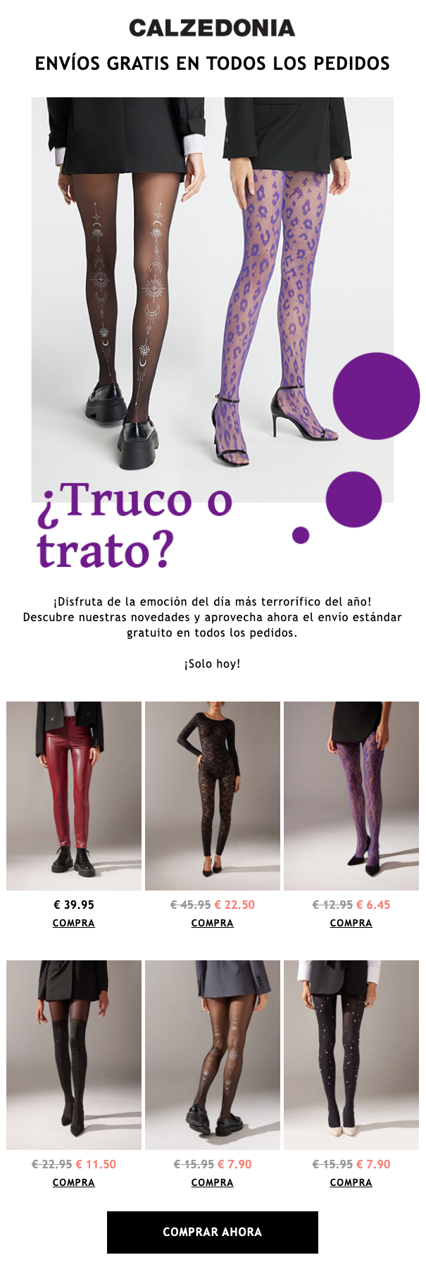 Newsletter de Halloween de Calzedonia