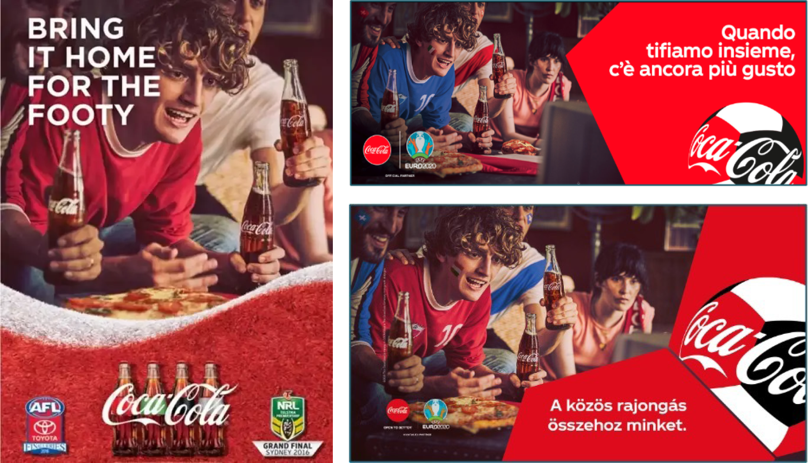 Coca-Cola Werbung zum Thema WM 2022 in verschiedenen Sprachen.