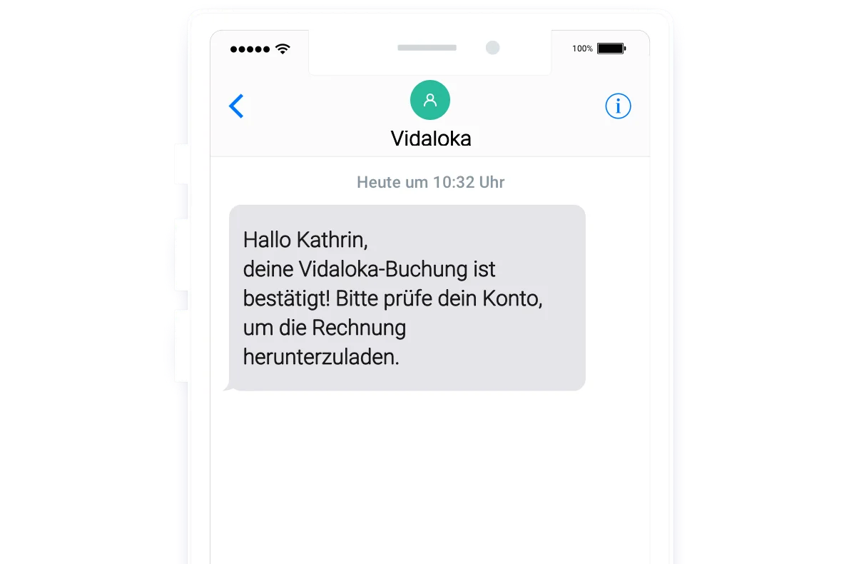 Screenshot einer SMS über eine Rechnung
