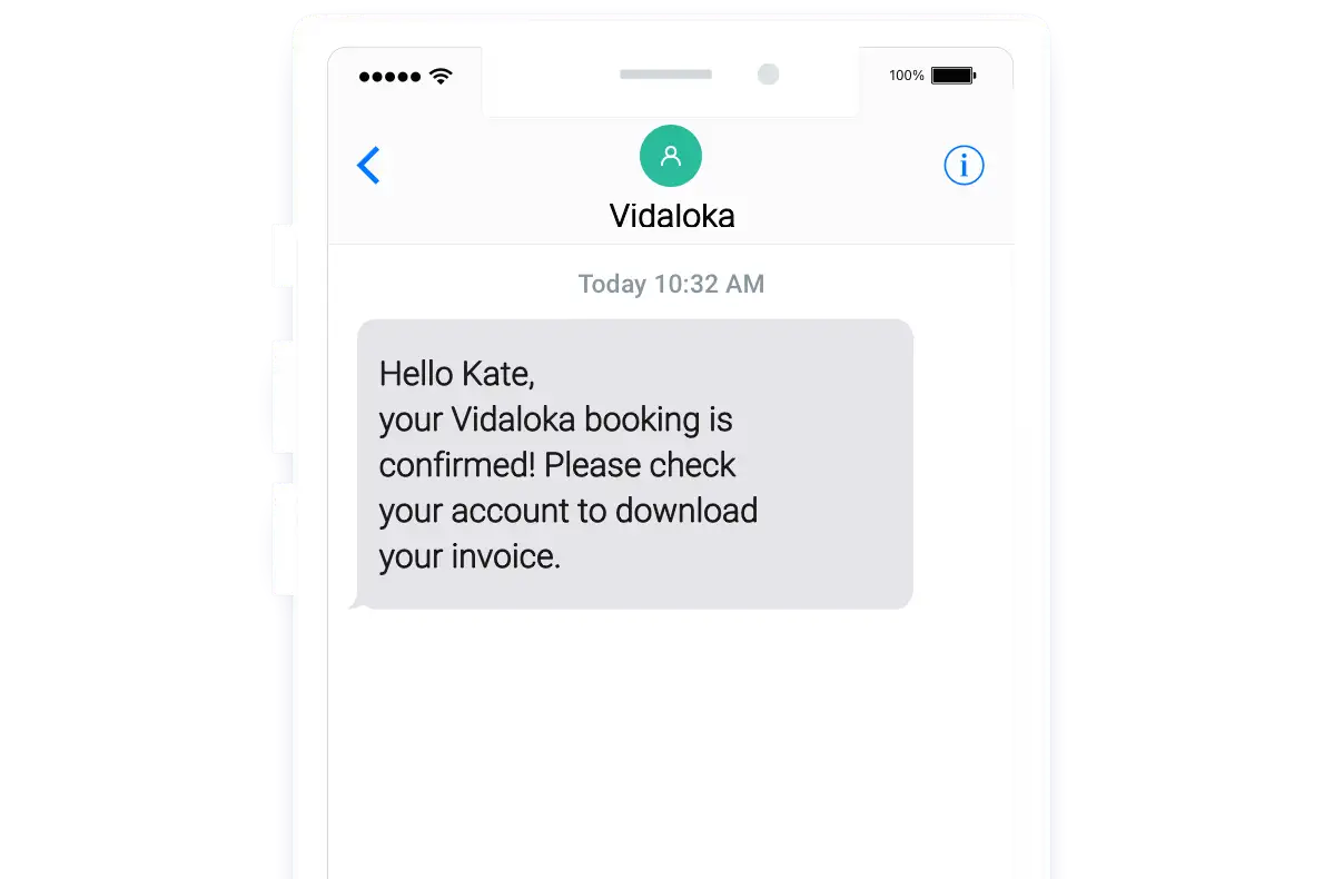 Screenshot of a short SMS message about an invoice