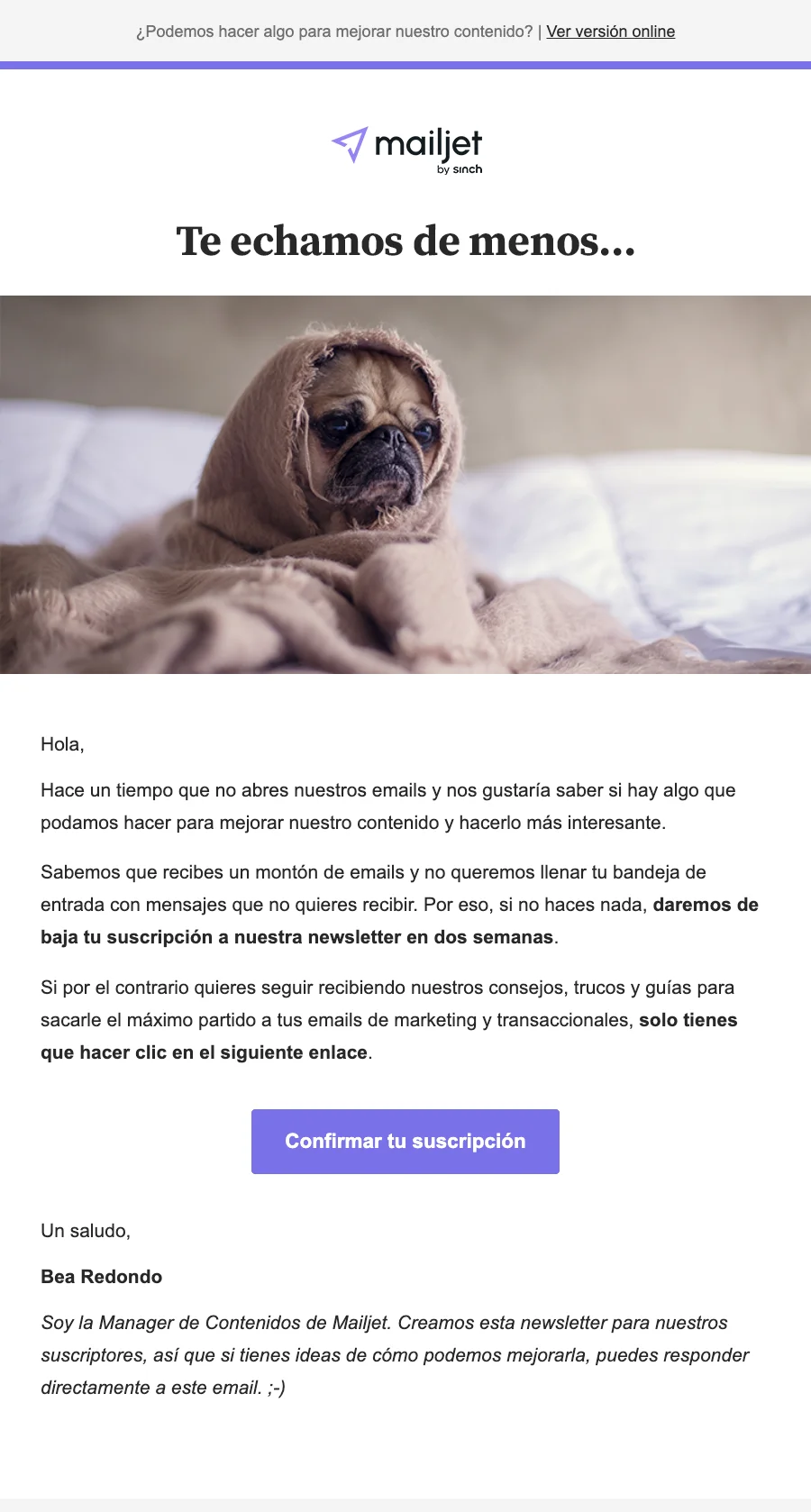 Campaña de reactivación con la imagen de un carlino.