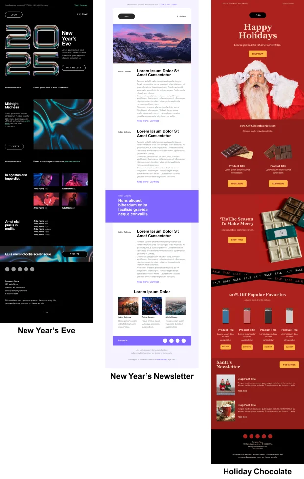 Christmas email newsletter templates from Mailjet’s template gallery