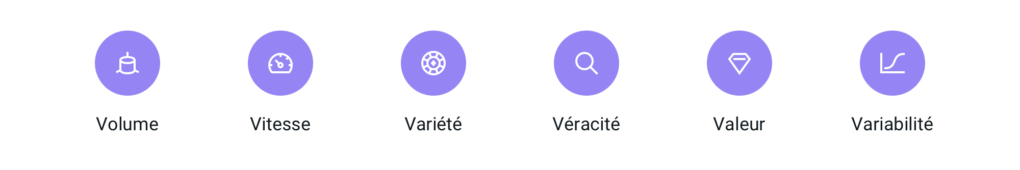 Des icônes représentant les grands V actuels du Big Data