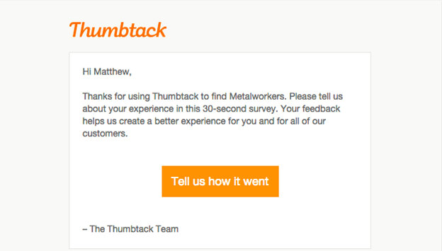 Feedback survey Thumbtack