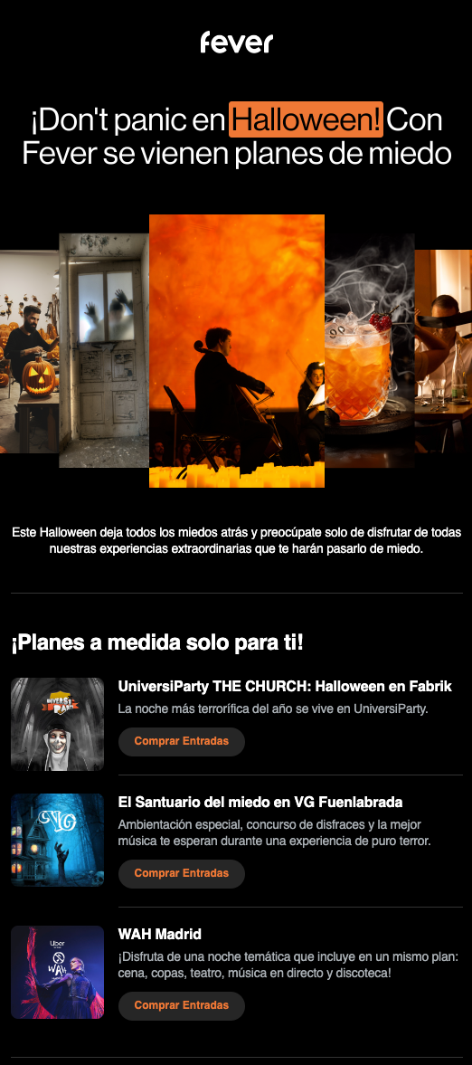 Newsletter especial de Halloween de Fever