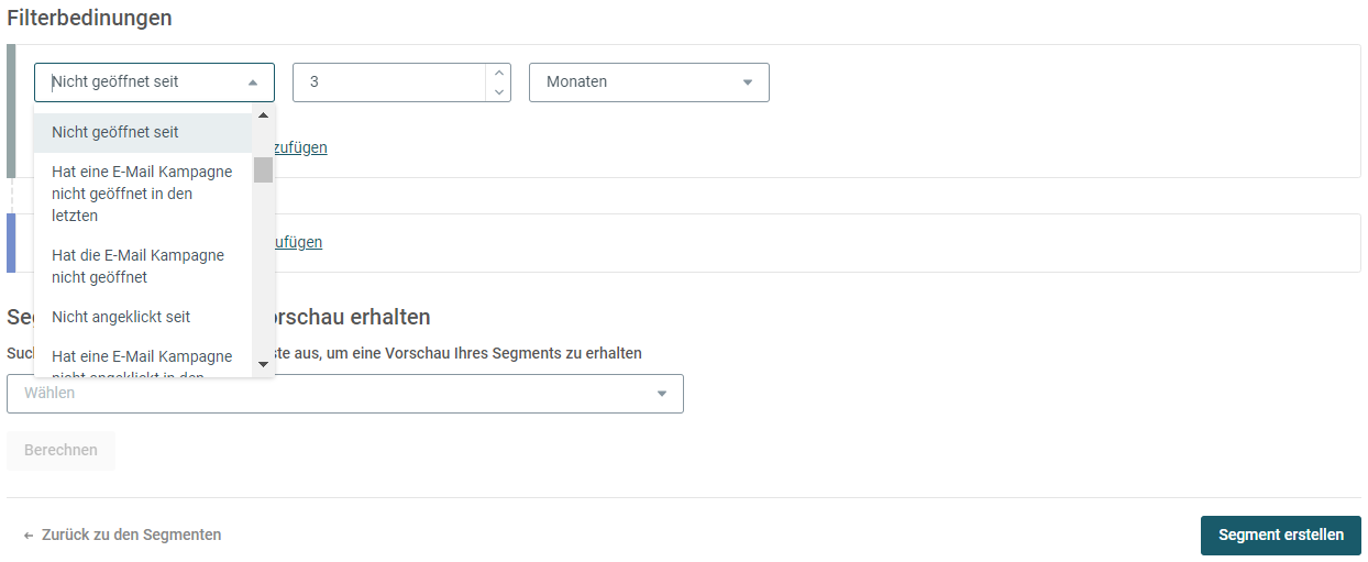 Beispiel für ein E-Mail Segment bestehend aus einem Filter