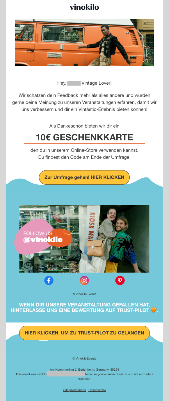 Feedback-E-Mail von Vinokilo