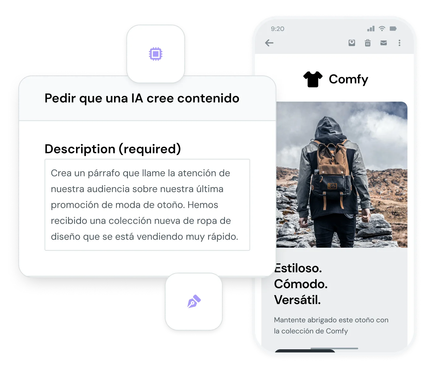 Ilustración del funcionamiento del Generador de textos con IA