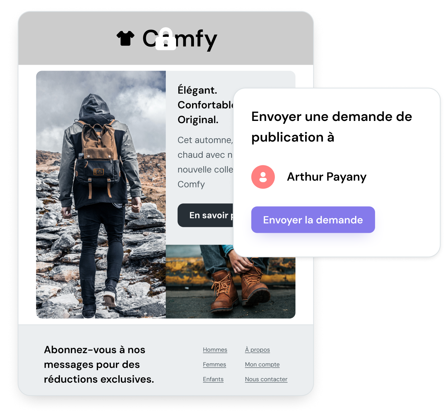 La fonctionnalité de section verrouillée et de demande de publication de Mailjet permet le contrôle des aspects créatifs.