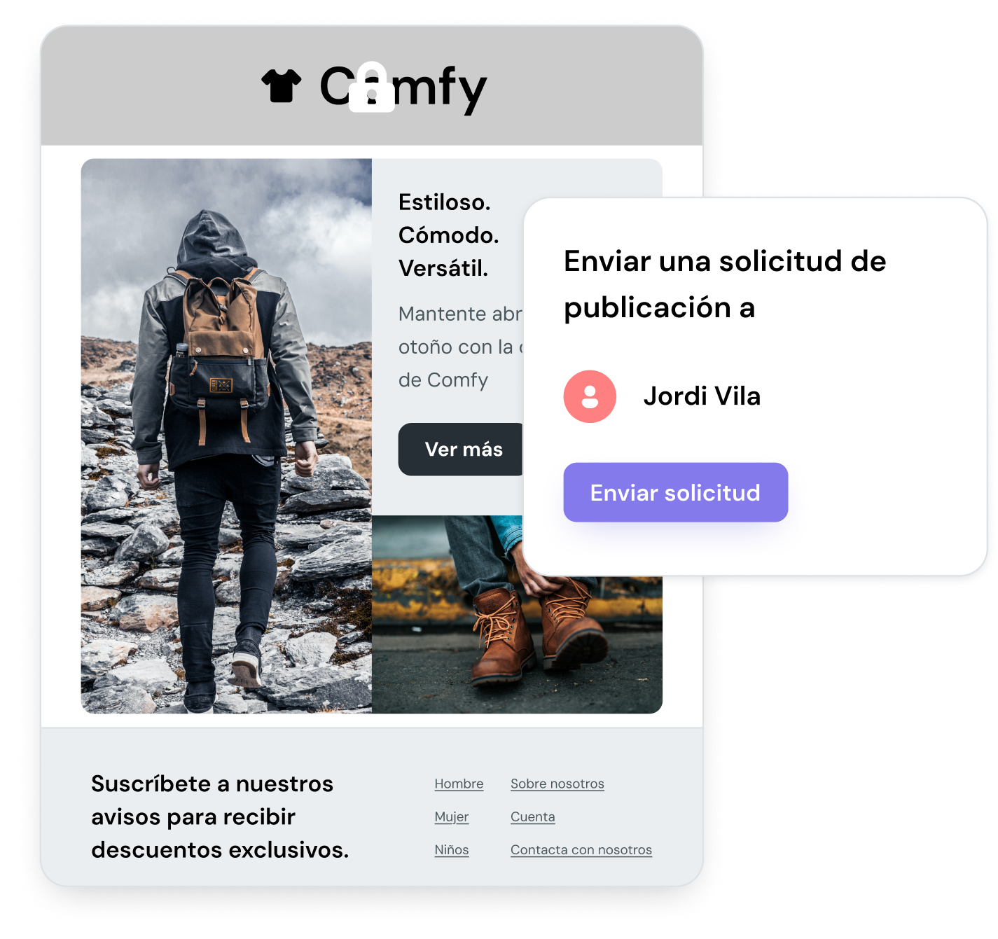 Las secciones bloqs y la función de solicitud de publicación de Mailjet permiten el control creativo.