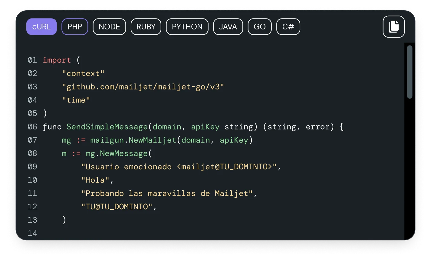 Configuración SMTP.