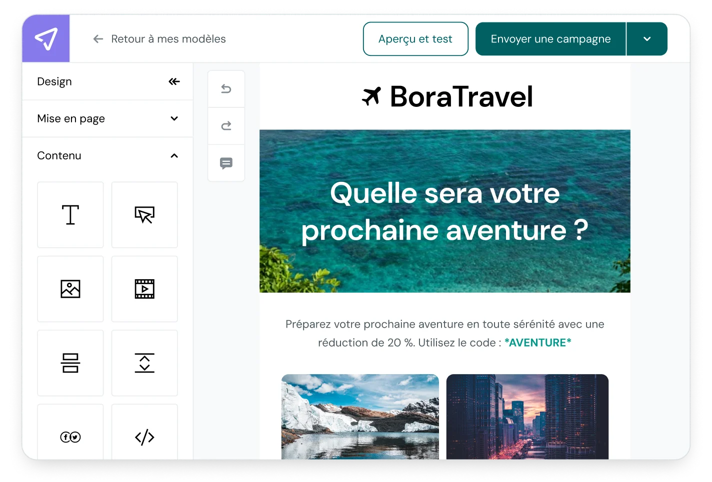 L’éditeur d’emails de Mailjet améliore vos campagnes au fil du temps.