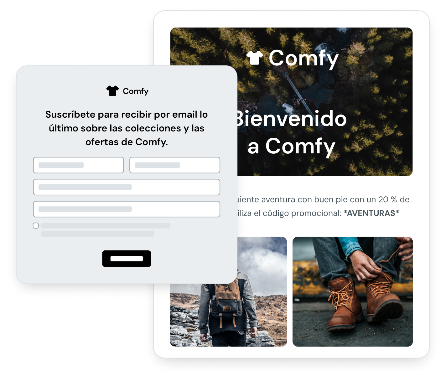 Widget de suscripción de Mailjet y una newsletter.