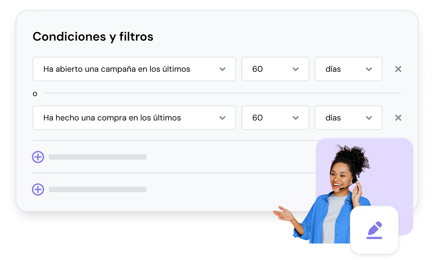 La función de filtrado de Mailjet te ayuda a progresar mientras aprendes.