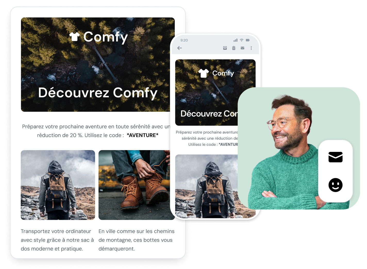Une maquette de magnifiques emails en responsive design.