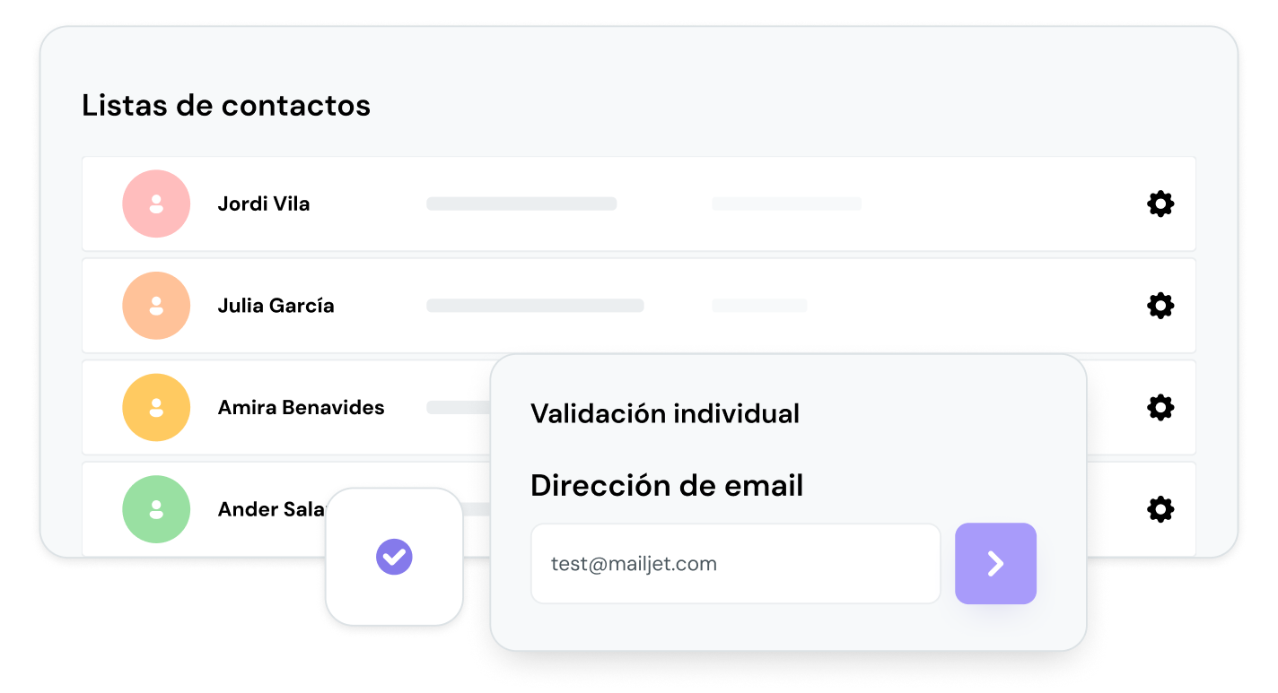 Lista de contactos con formulario de validación.