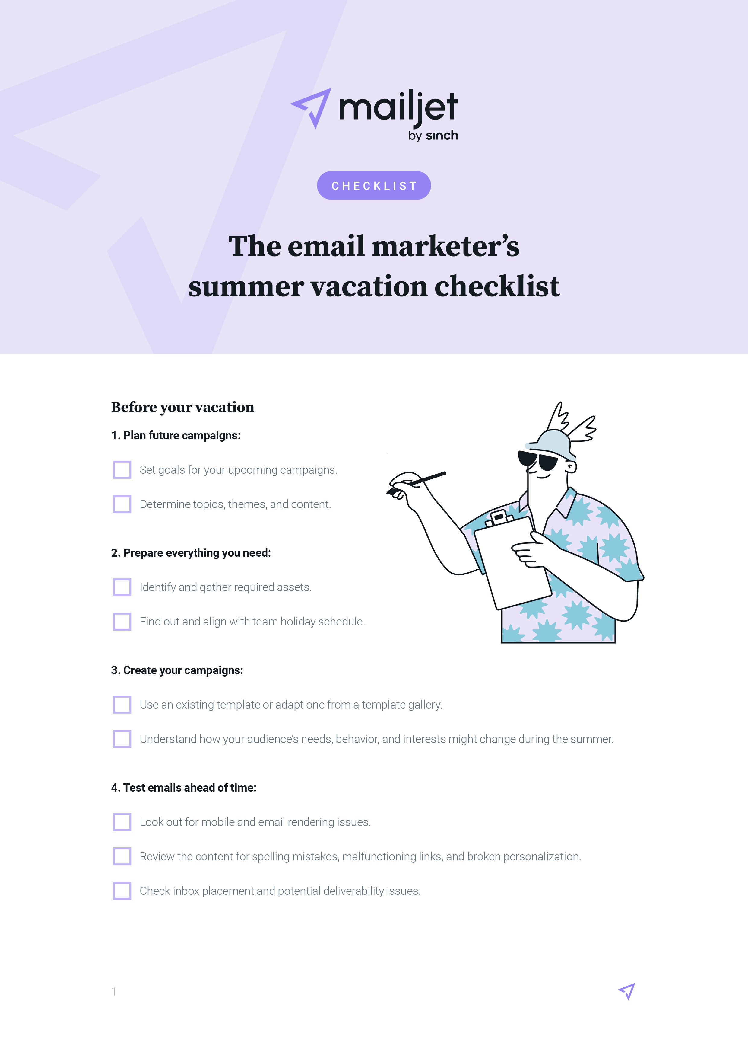 Checklist of what an email marketer should take care of before summer vacation