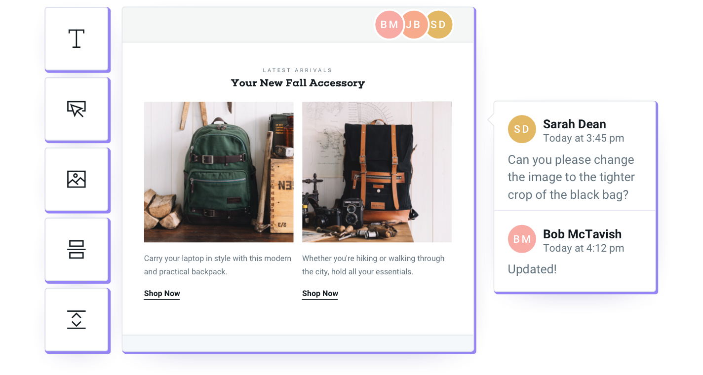Mailjet’s drag-and-drop interface