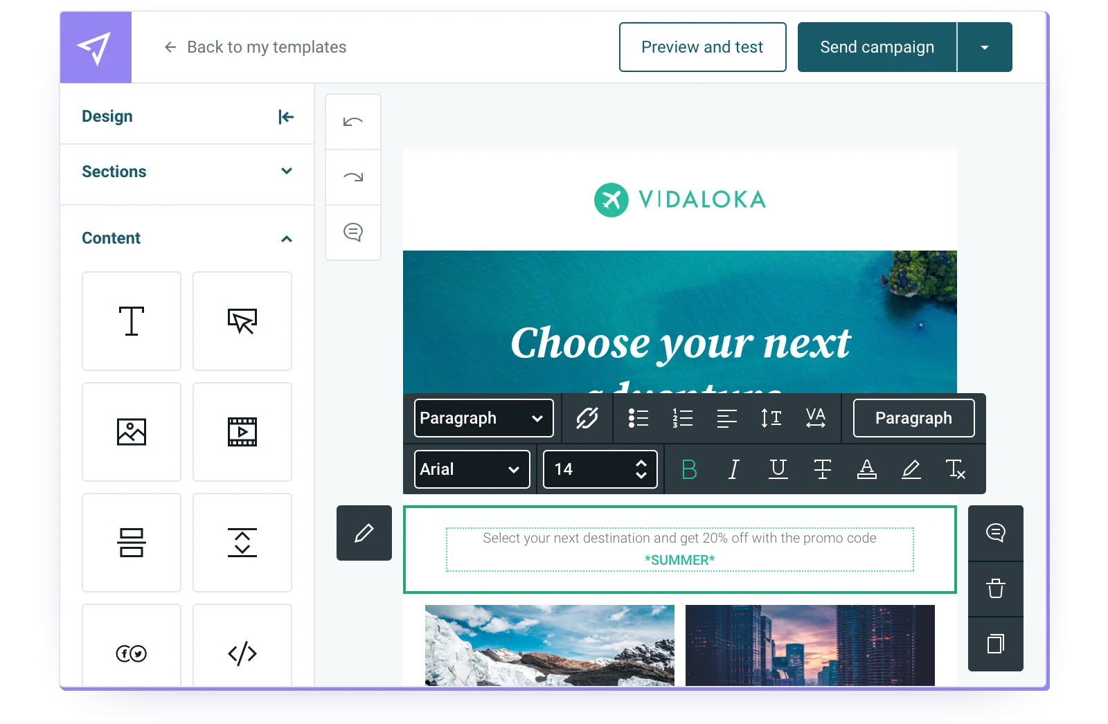 Email drag and drop builder.