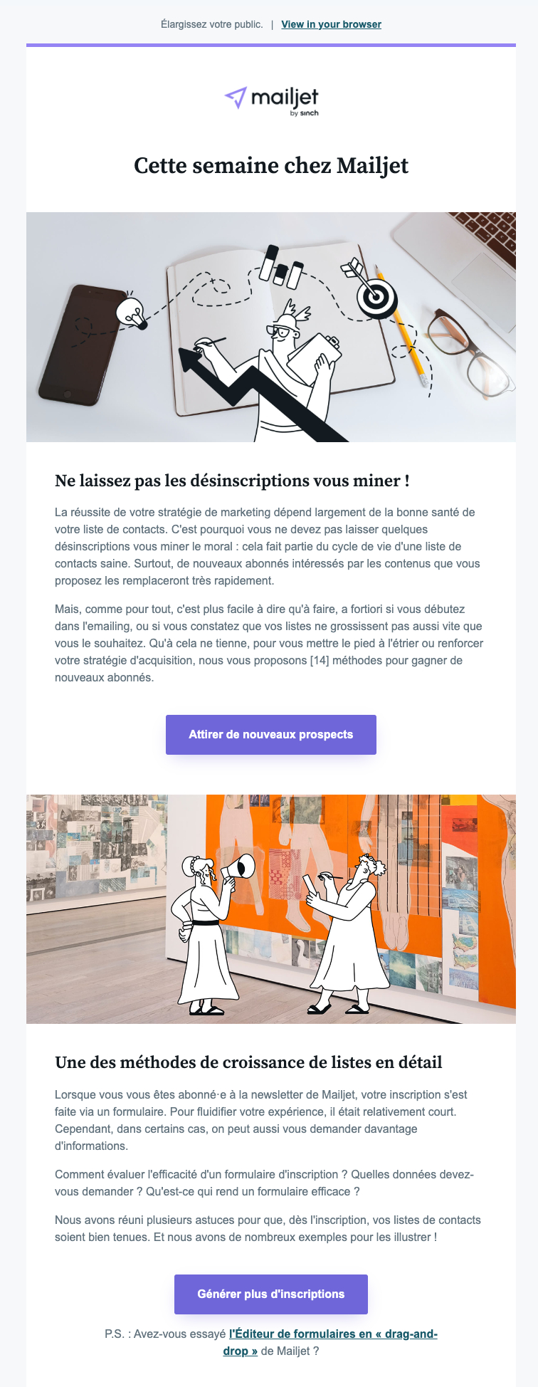 Capture d'écran de la newsletter de Sinch Mailjet