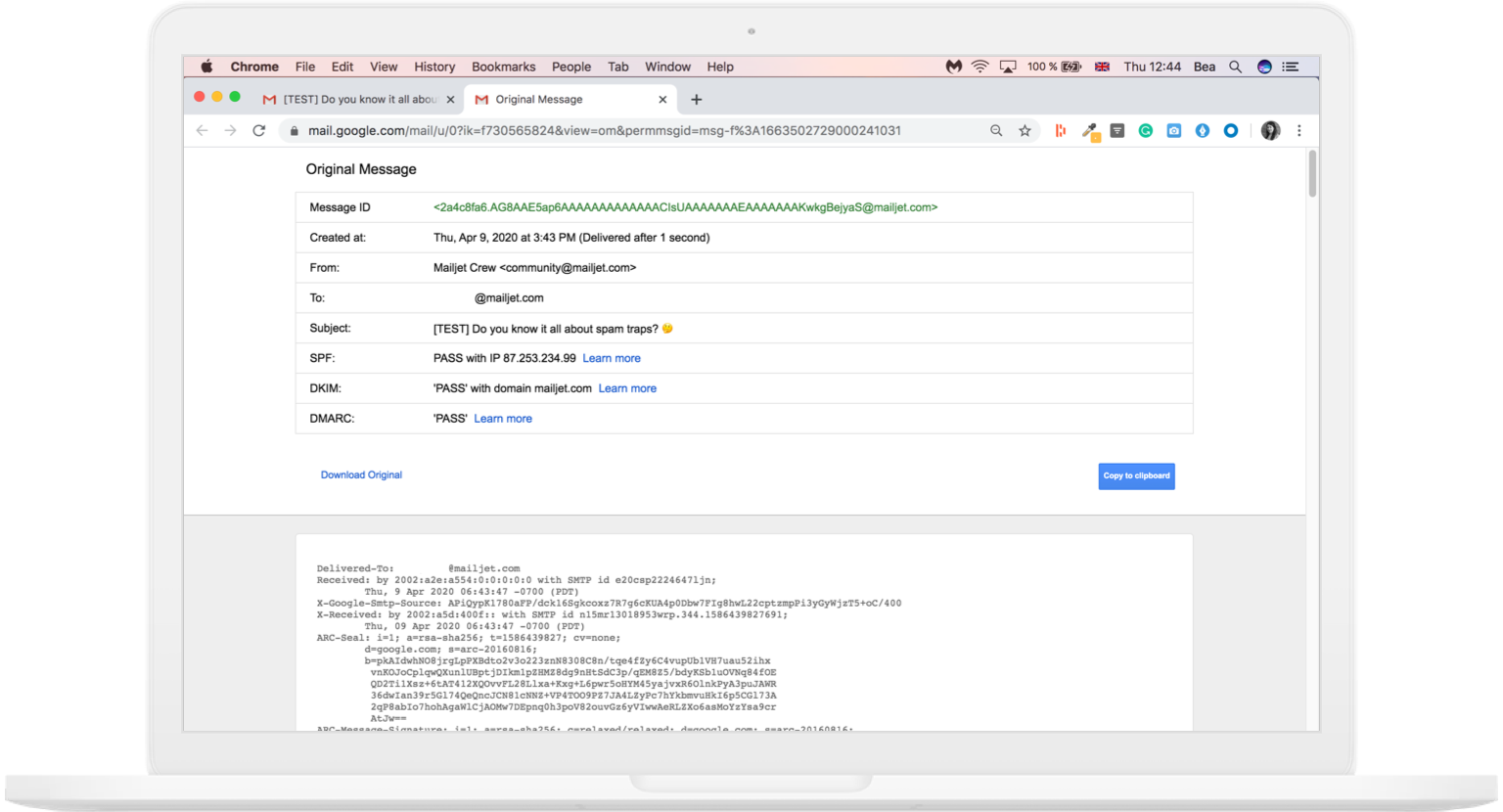 Abbildung eines E-Mail-Headers