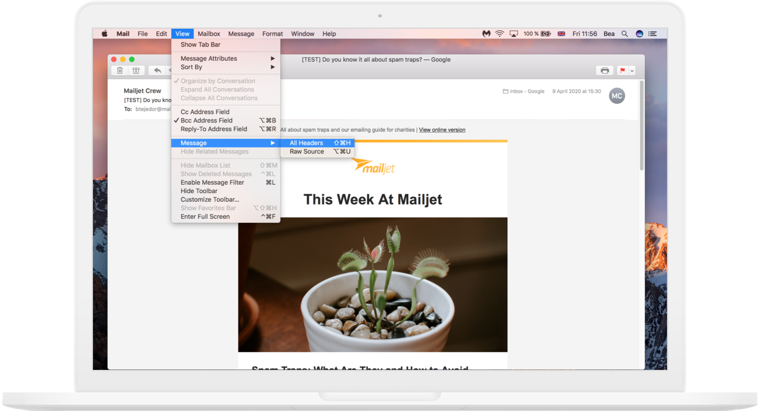 Como obtener email headers en Apple Mail