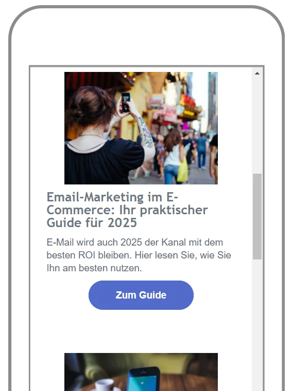 Newsletter-Vorlage “Edge” im mobilen Design.
