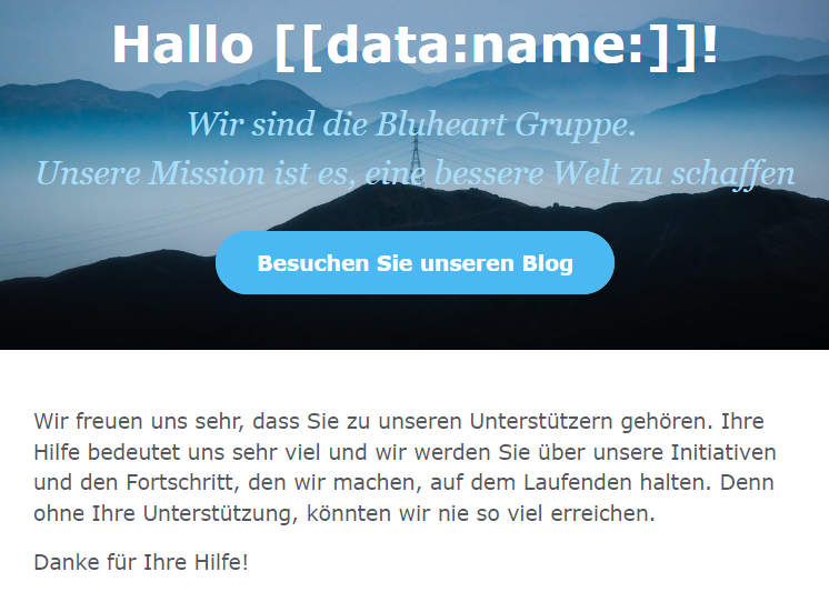 Newsletter-Vorlage “Blueheart 3” von Mailjet.