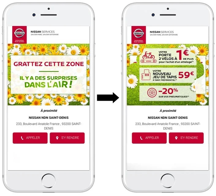Capture d’écran d’une campagne RCS réalisée par Nissan