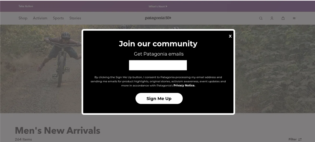 Pop-up signup form