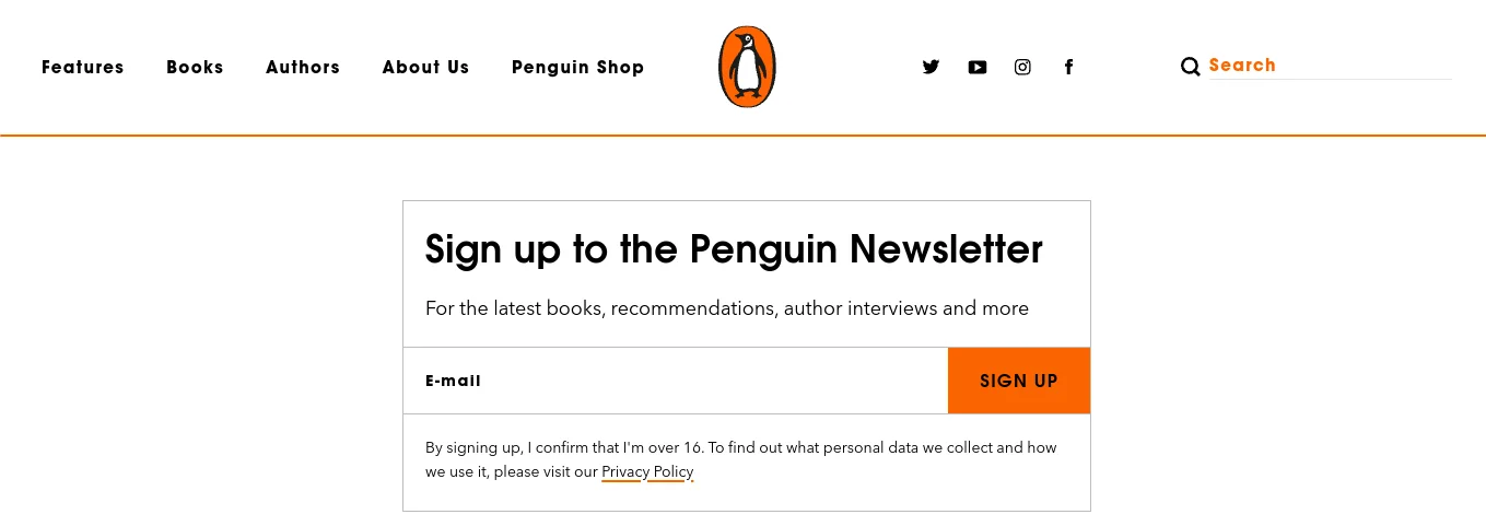 Newsletter signup form