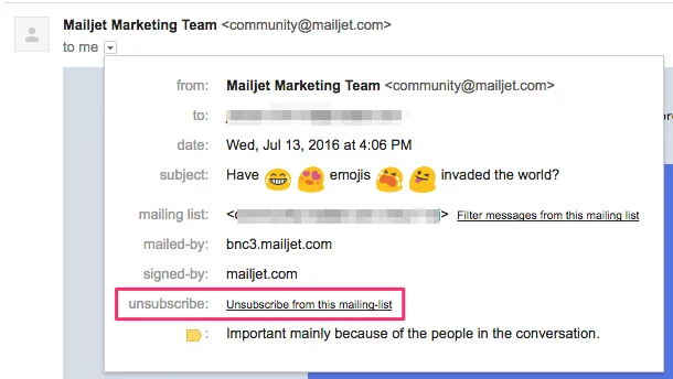 list unsubscribe ios10