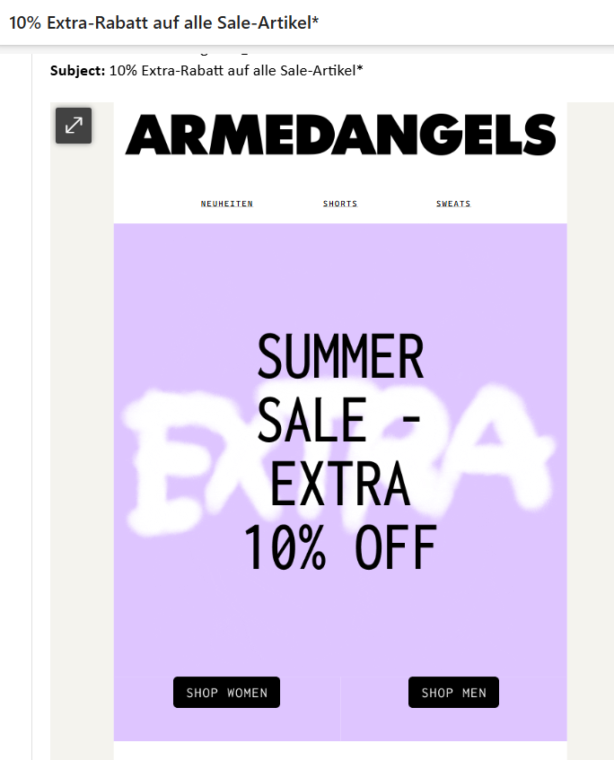 Sommer Newsletter Rabatt