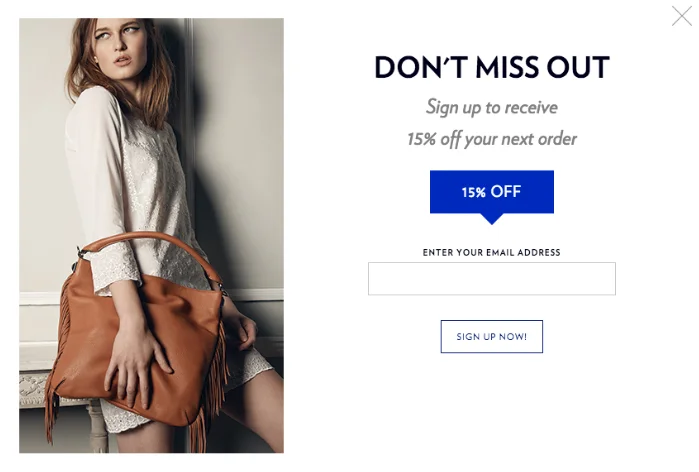 Signup form with 15% off