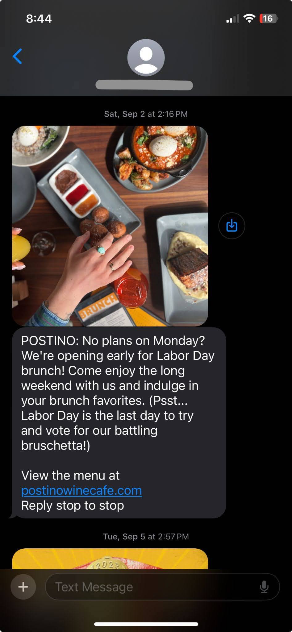 Postino MMS text campaign for Labor Day