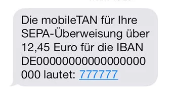 Beispiel für eine Transaktions-SMS im Bankenbereich