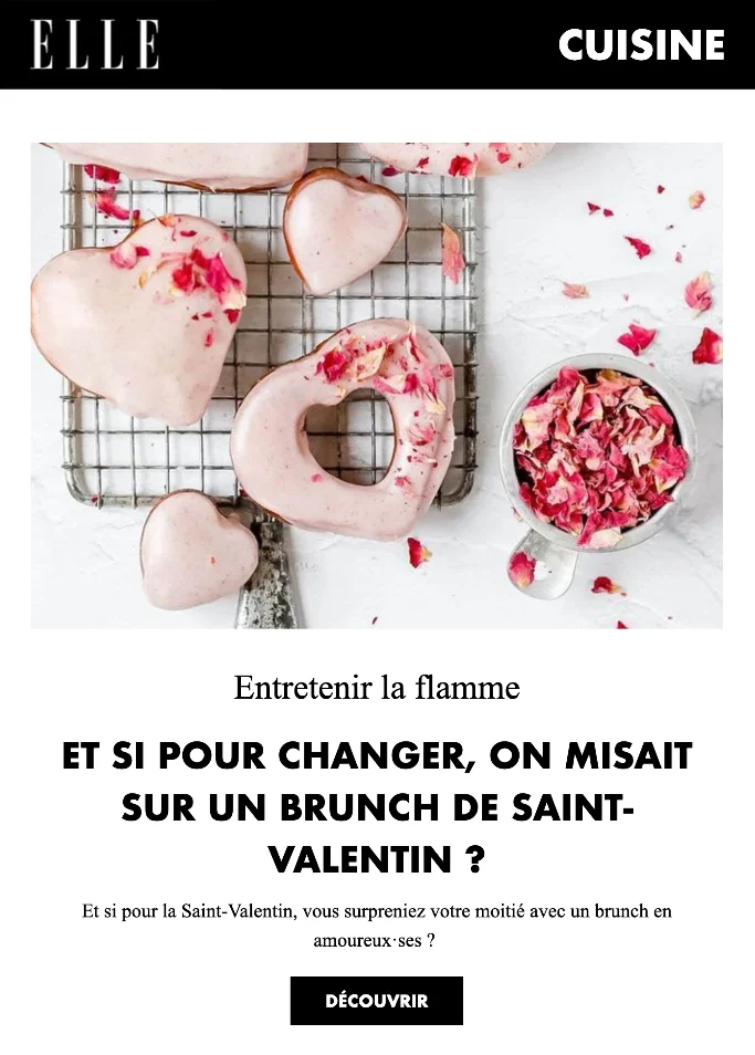Email de Saint-Valentin envoyé par Elle à Table