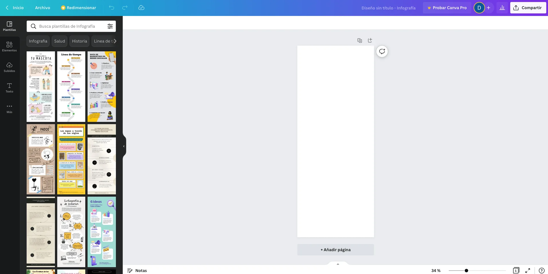 Pantalla de la herramienta Canva con varias plantillas