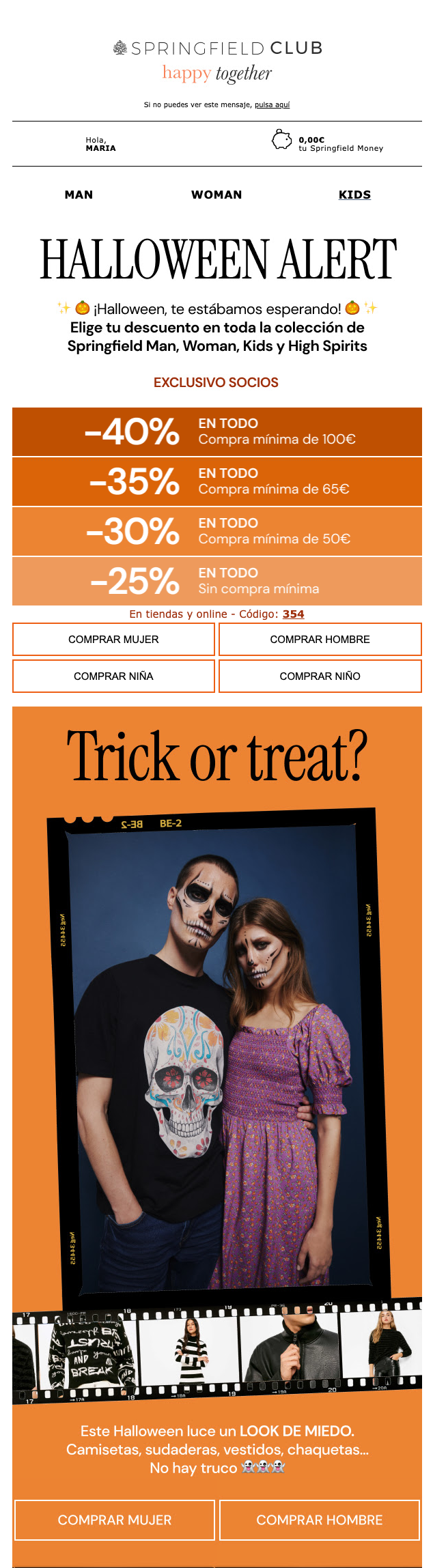 Campaña de email marketing de Halloween de Springfield
