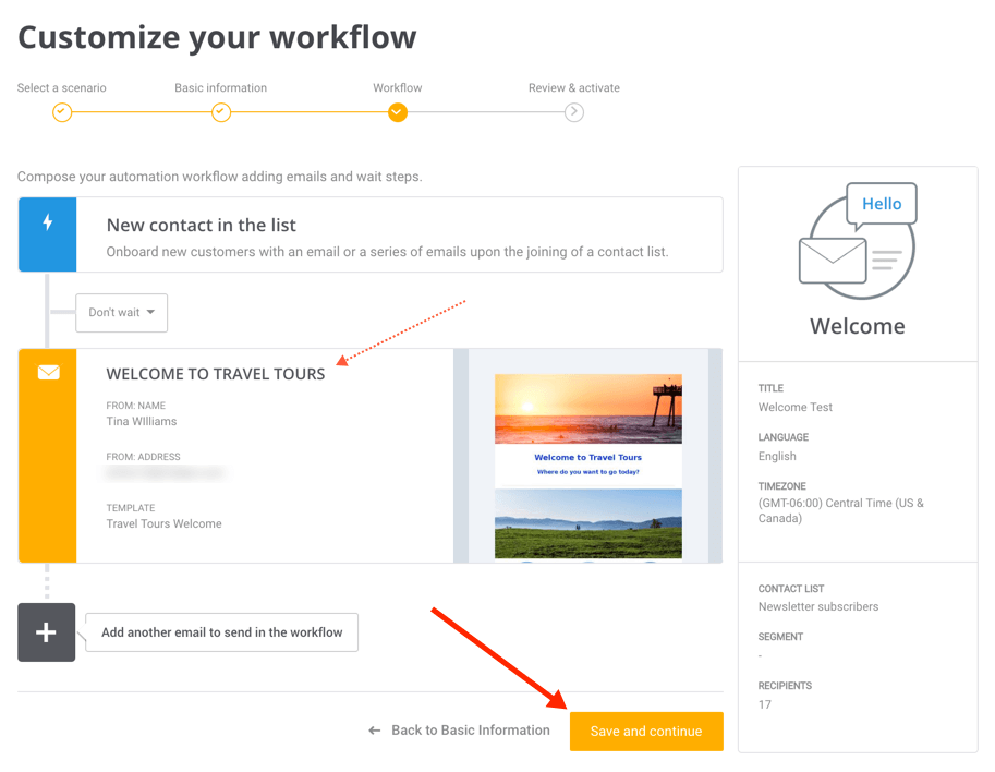 Mailjet's customize workflow dashboard