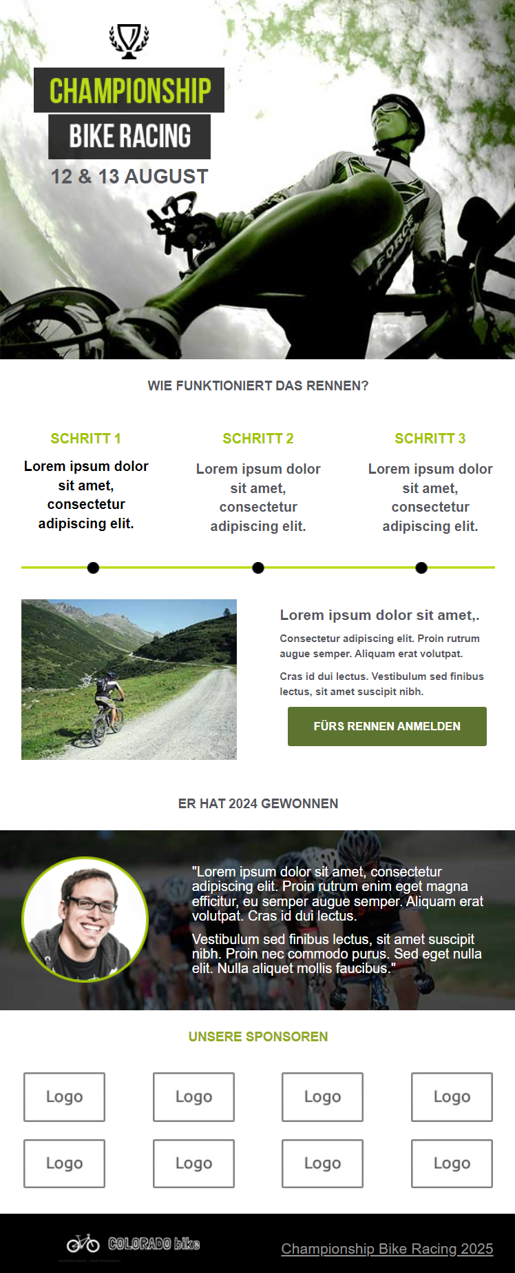 Bild, welches die Vorlage “Colorado” von Mailjet zeigt.