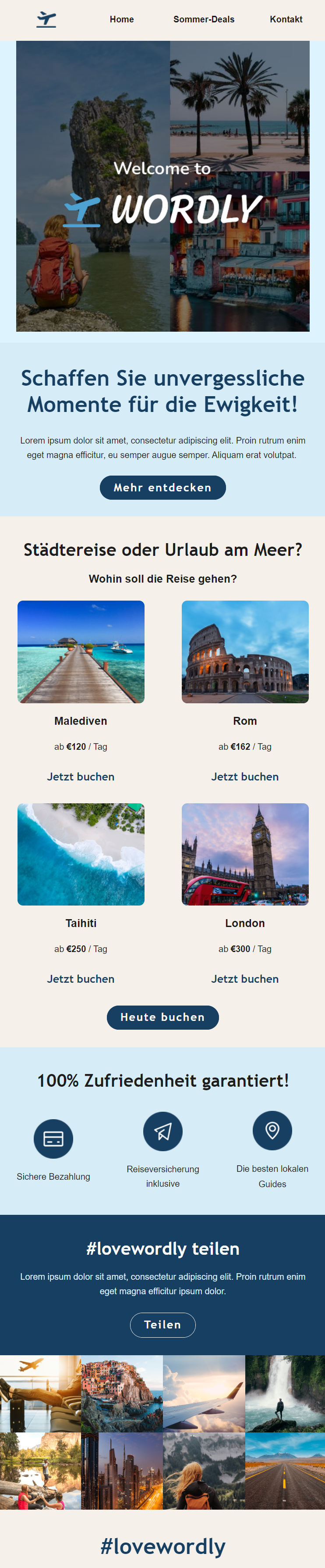 Newsletter-Vorlage “Worldly” von Mailjet.